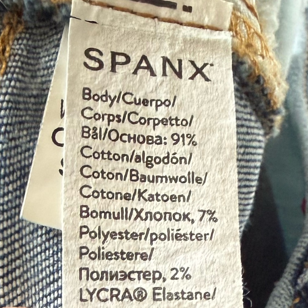 Spanx Seamed Front High Rise Wide Leg Jeans Small Vintage Indigo - Picture 9 of 10